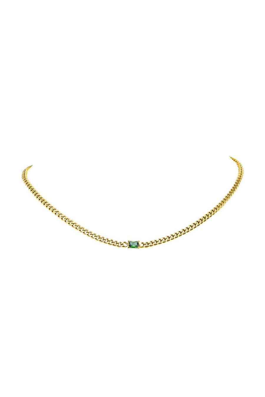 Paul Valentin | Emerald Curb Necklace Green