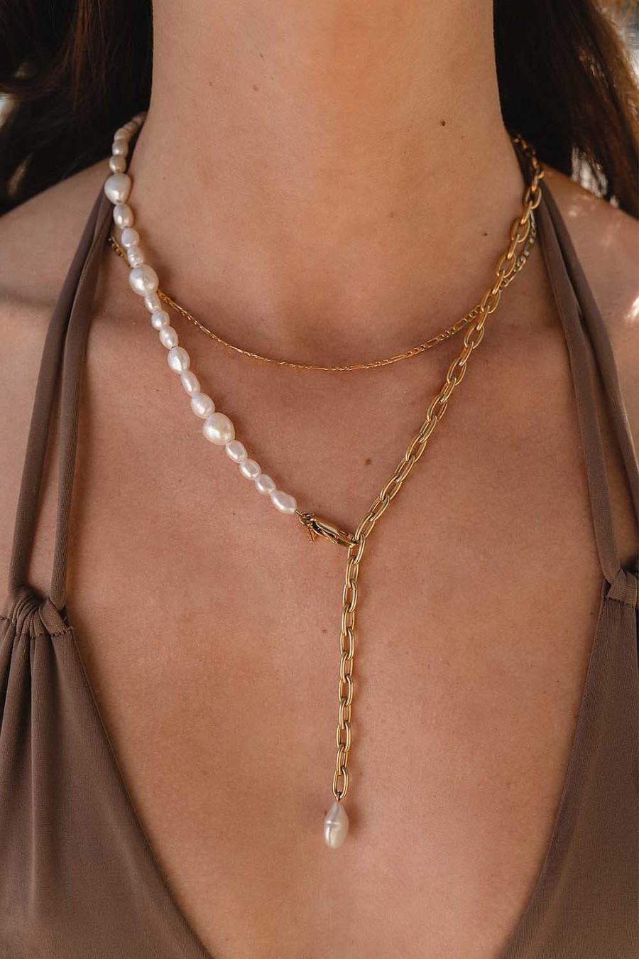 Paul Valentin | Pearl & Chain Connection Necklace